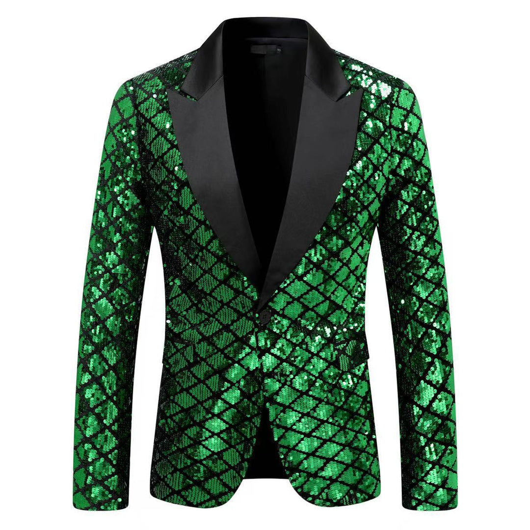 Men's elegant sequin blazer jacket with classic lapel Lisslune