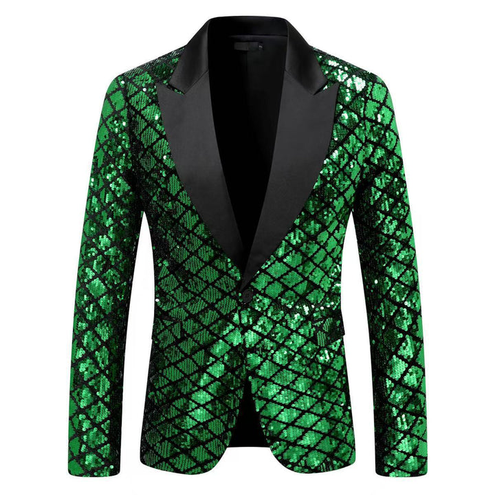 Men's elegant sequin blazer jacket with classic lapel Lisslune