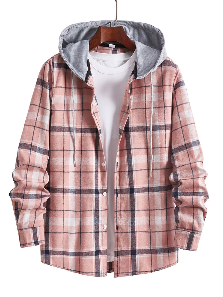 Men's overshirt with hood in modern check design Lisslune