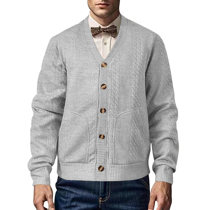 Men's cardigan with structured surface and practical pockets Lisslune