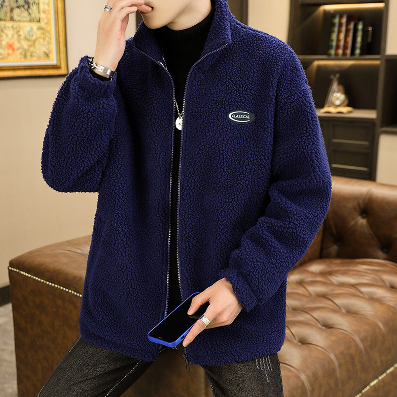 Men's Warm Fleece Jacket with High Collar and Elastic Cuffs Lisslune