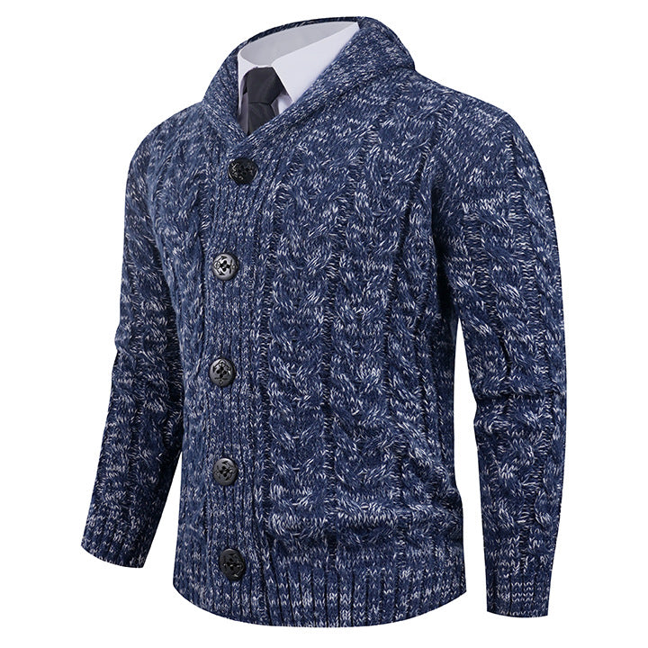 Men's cardigan with cable pattern and stylish shawl collar Lisslune