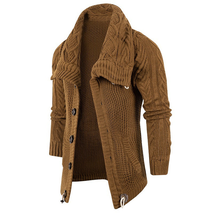 Men's cardigan with shawl collar and wooden buttons Lisslune