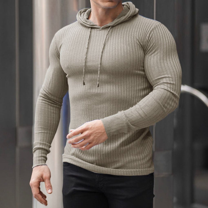 Men's stylish hooded sweater with ribbed texture and fashionable cut Lisslune