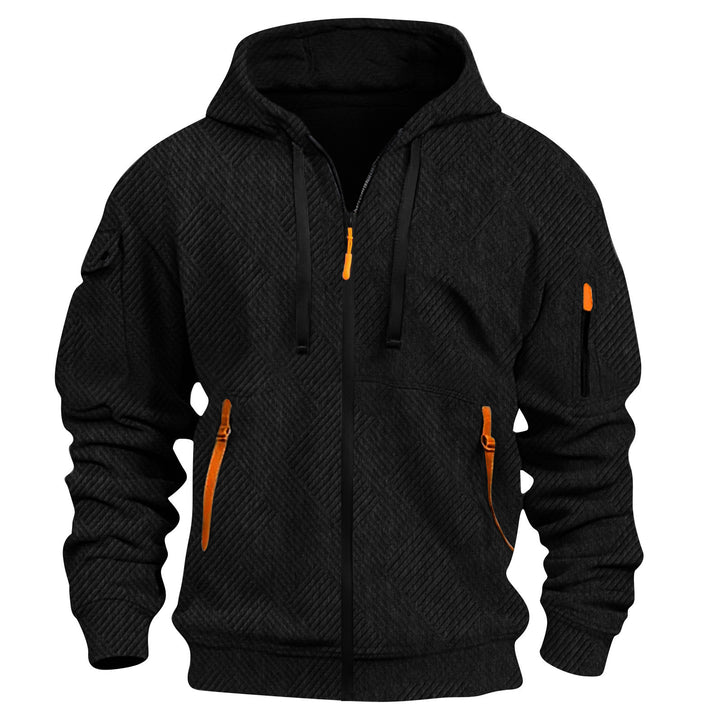 Men's sporty hoodie made of functional material with innovative structural design and two side zip pockets Lisslune
