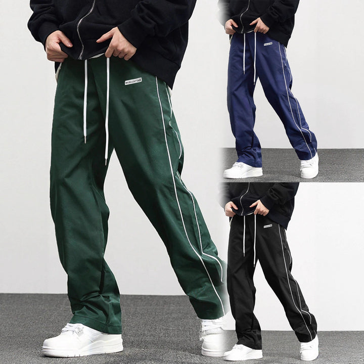 Men's Casual Jogging Pants with Elastic Waistband and Side Contrast Stripes Lisslune