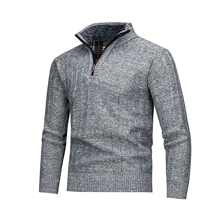 Men's Comfortable Turtleneck Sweater with Modern Zipper and Textured Design Lisslune