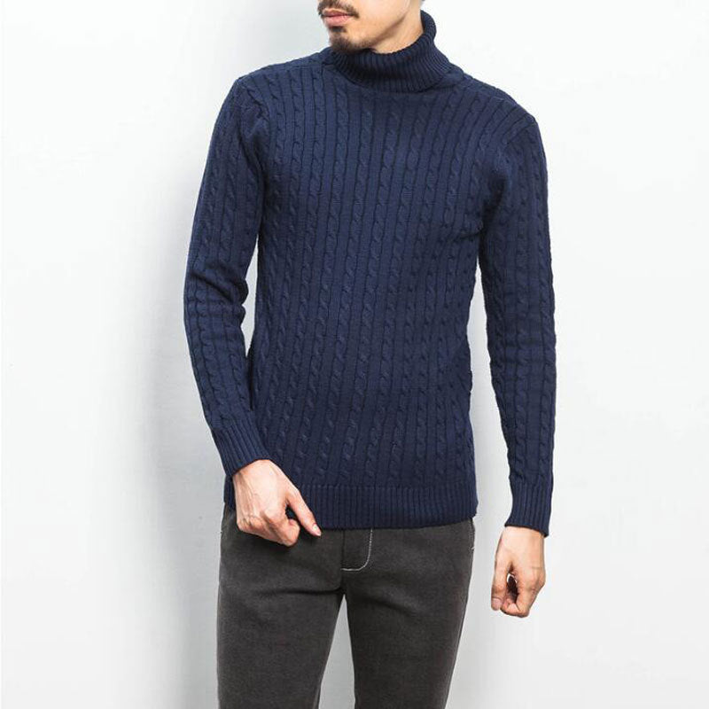 Men's comfortable turtleneck sweater with cable pattern Lisslune