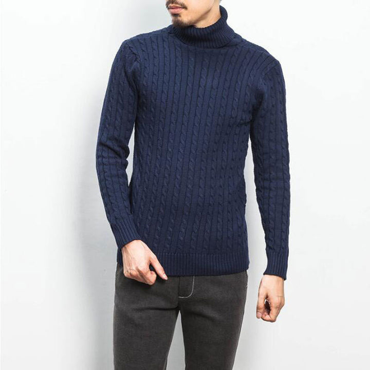Men's comfortable turtleneck sweater with cable pattern Lisslune