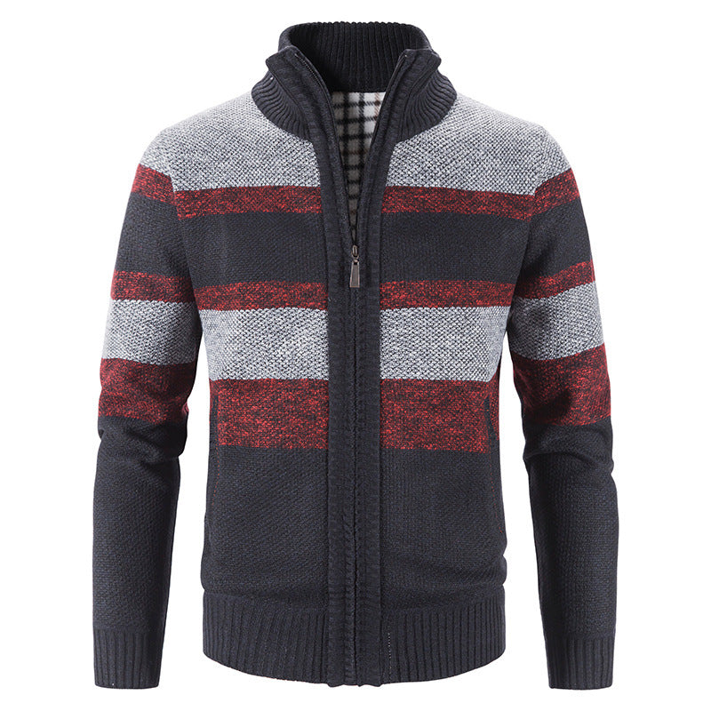 Men's fashionable cardigan with stand-up collar and zipper Lisslune