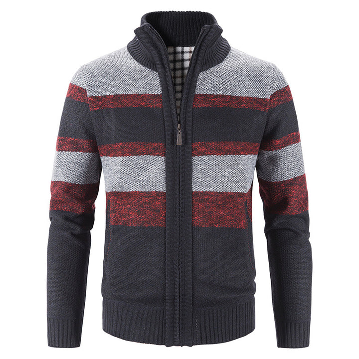 Men's fashionable cardigan with stand-up collar and zipper Lisslune