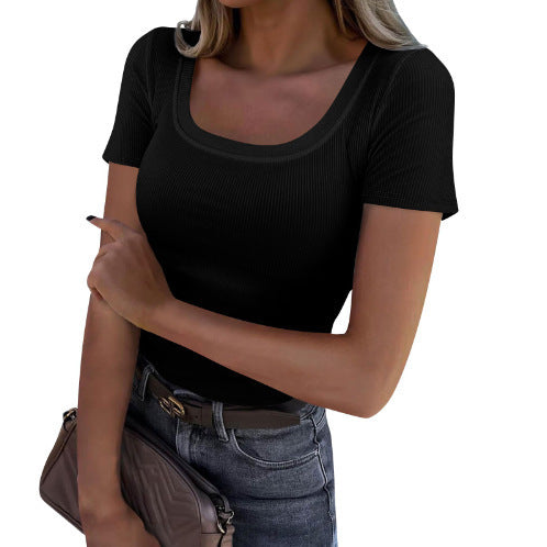 Women’s Long Sleeve Ribbed T-Shirt with Elegant Boat Neck Lisslune