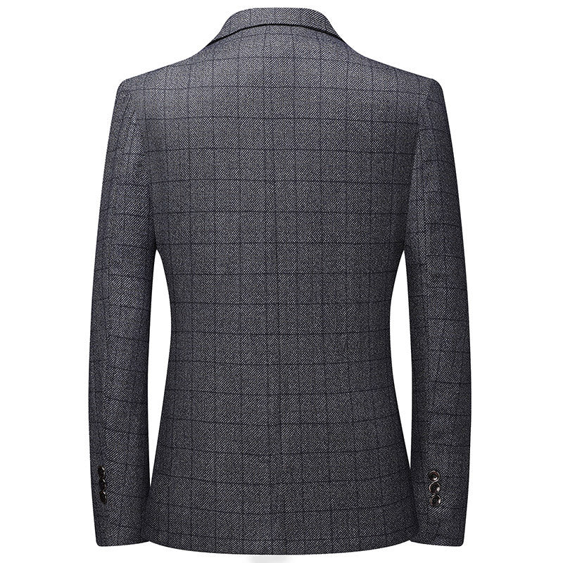 Men's Elegant Check Blazer with Modern Cut and Comfortable Pockets Lisslune