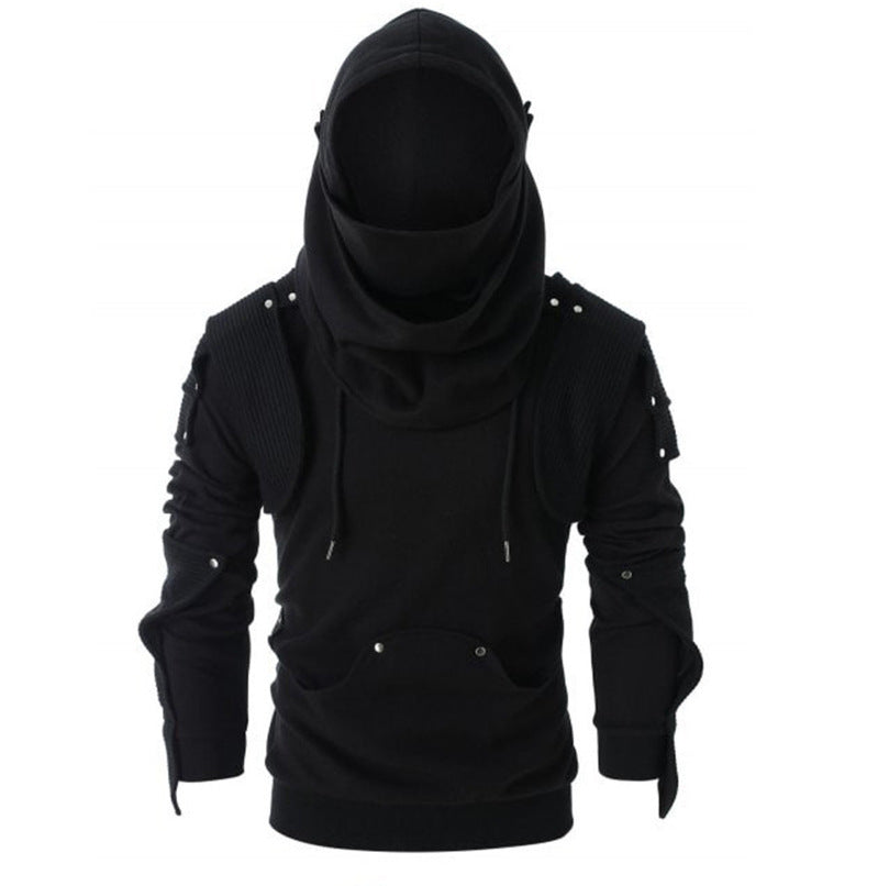 Men's fashionable hooded sweatshirt jacket with stand-up collar and innovative details Lisslune