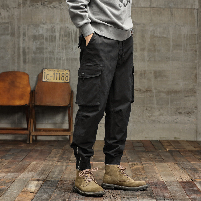 Men's cargo pants with elastic waistband and practical side pockets Lisslune