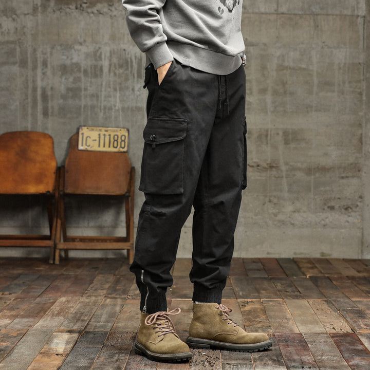 Men's cargo pants with elastic waistband and practical side pockets Lisslune