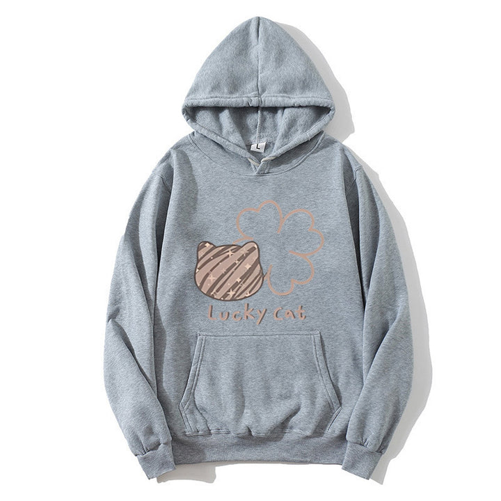 Women's hoodie with creative cat design and lucky motif Lisslune