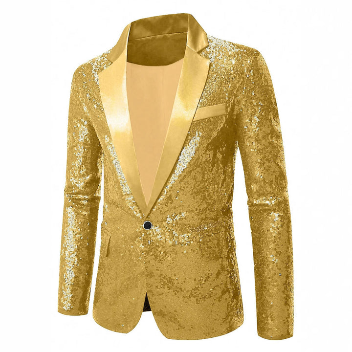 Men's festive sequin blazer with elegant satin lapel Lisslune