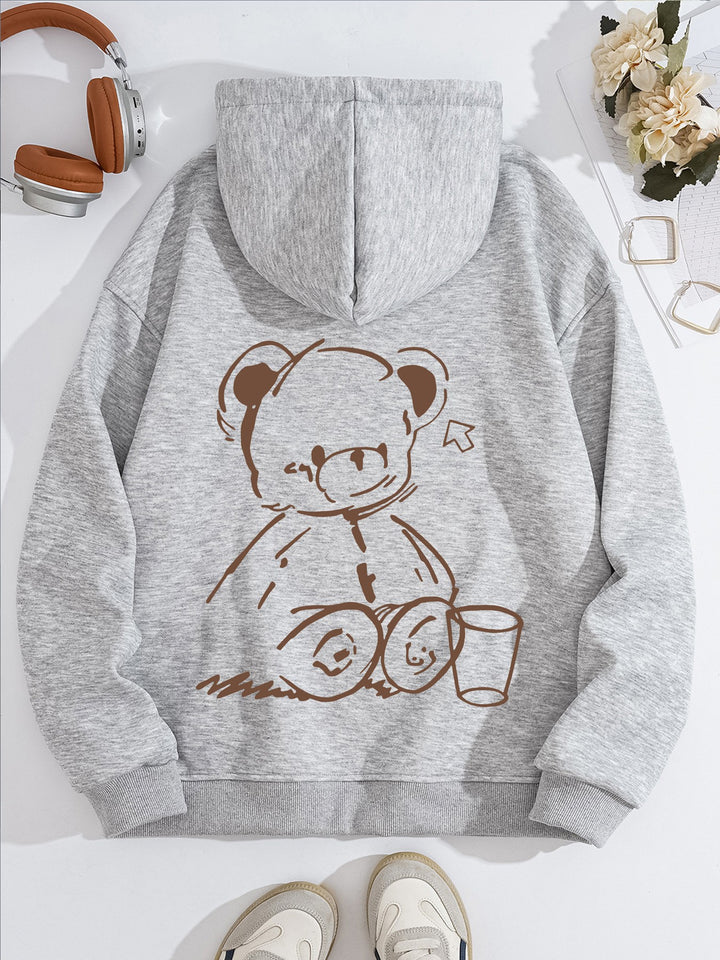 Women's Hoodie with Casual Bear Design Lisslune