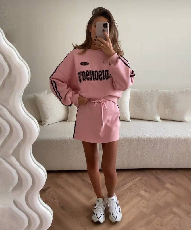 Ladies sporty sweatshirt dress with loose fit and elastic waist Lisslune