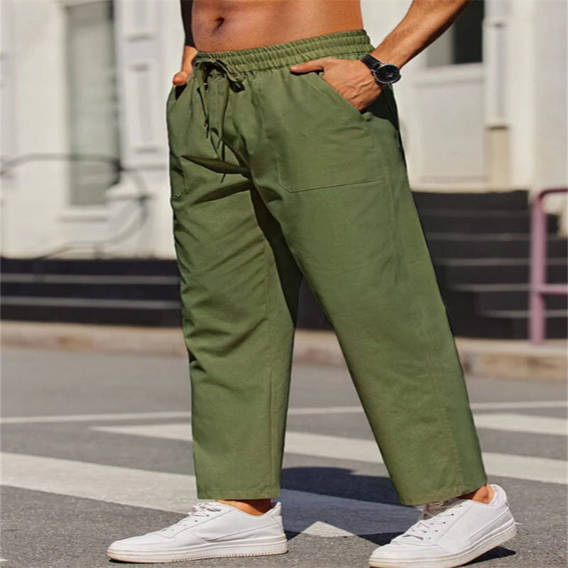Men's leisure pants made of lightweight, breathable material with elastic waistband and practical pockets Lisslune