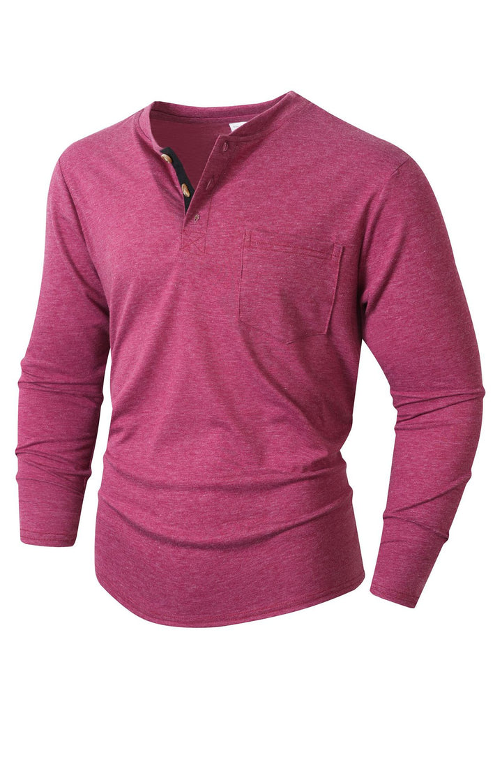 Men's Long Sleeve Henley Shirt Lisslune