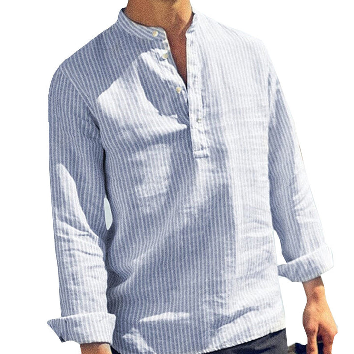 Men's linen shirt with maritime steering wheel design Lisslune
