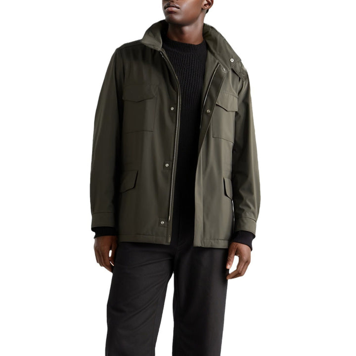 Men's practical transitional jacket with high collar and patch pockets Lisslune