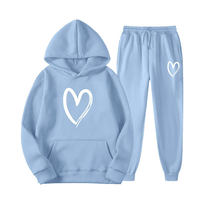 Women's sweatsuit with kangaroo pocket and heart-shaped print Lisslune