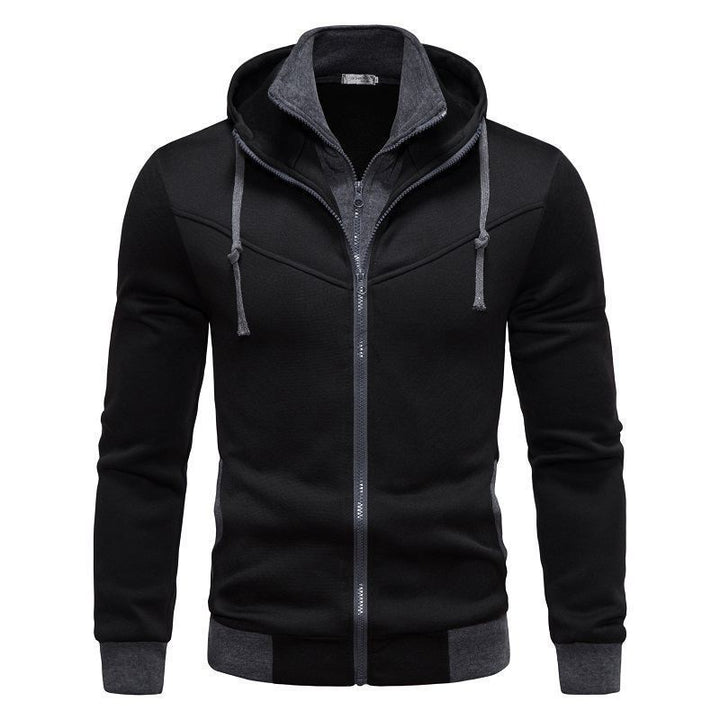 Men's Sporty Hoodie with Functional Zipper and Textured Design Lisslune