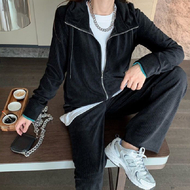 Women's Cozy Sports Set with Zipper and Loose Fit Lisslune