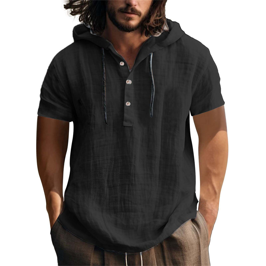 Men's casual hoodie shirt with button placket and comfortable cotton quality Lisslune