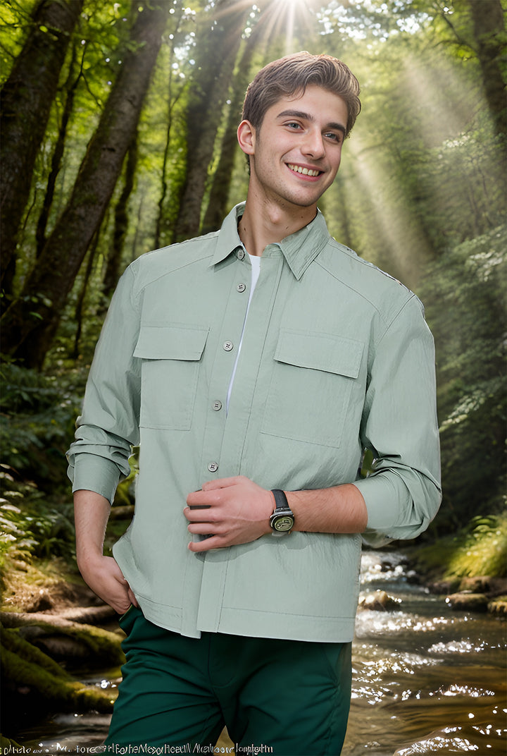 Men's casual shirt jacket with practical pockets Lisslune