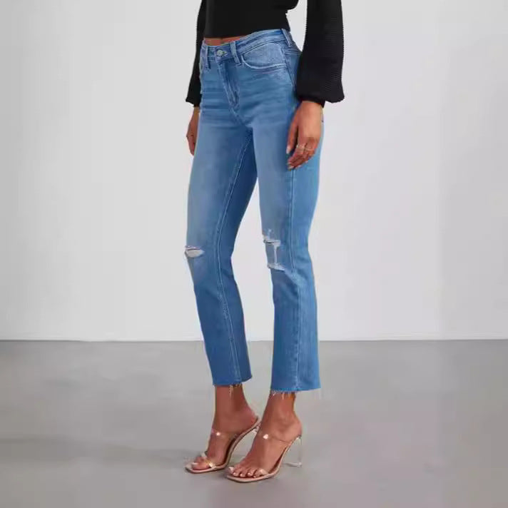 Damen zeitlose Jeans im modernen Schnitt mit cropped Bein Lisslune