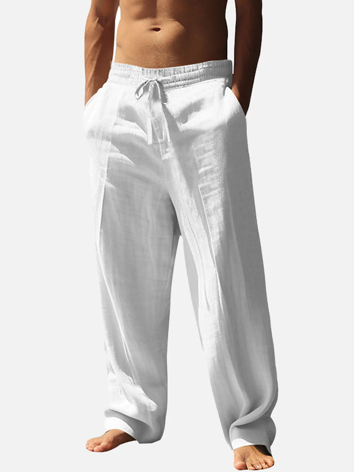 Men's casual linen pants with elastic waist and side pockets Lisslune
