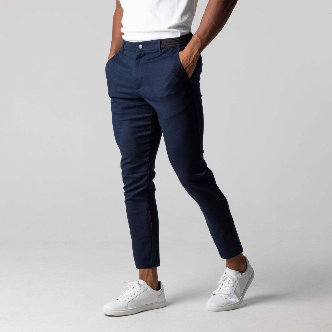 Men's Chino Pants with Slim Fit Cut and Elastic Waistband Lisslune