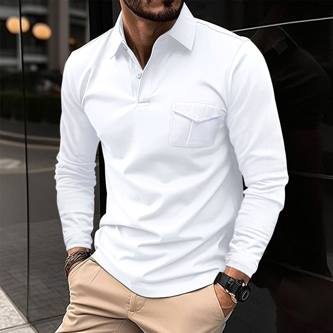 Men's casual long sleeve shirt with practical chest pocket Lisslune