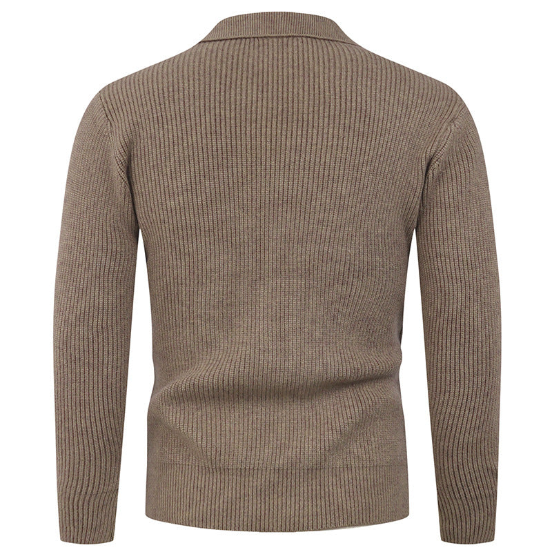 Men's knit pullover with modern polo collar and functional button closure Lisslune