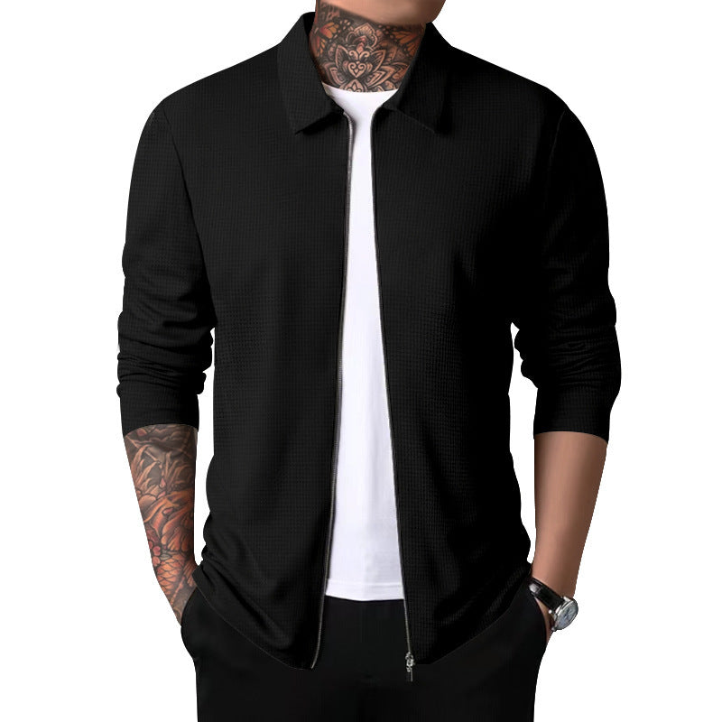 Men's casual zip-up sweater with textured upper material Lisslune