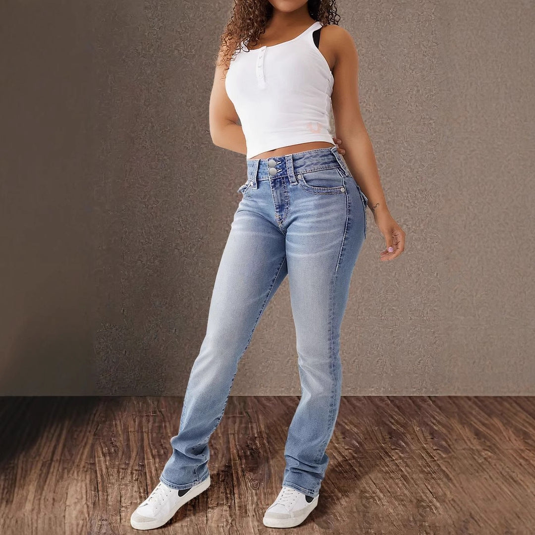 Ladies High-Waist Jeans in Vintage Look with figure-hugging fit Lisslune