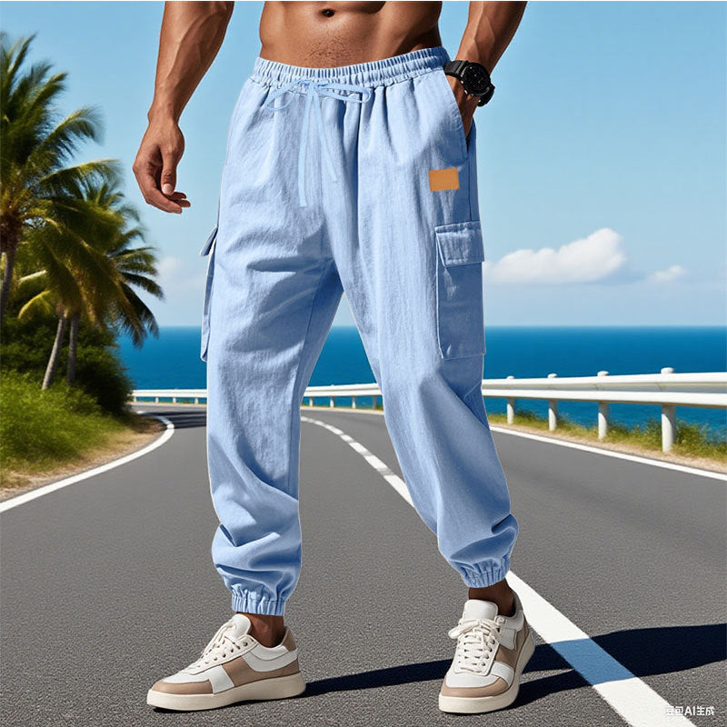Men's cargo pants with elastic waistband and practical pockets Lisslune