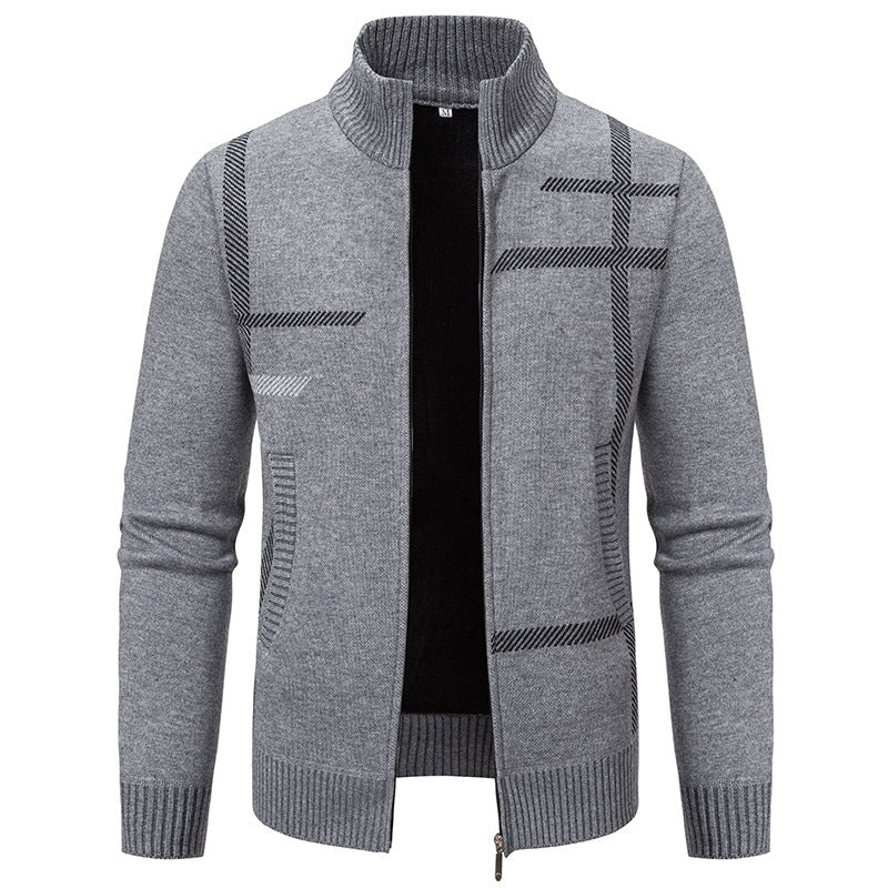 Men's cardigan with graphic patterns and high collar Lisslune
