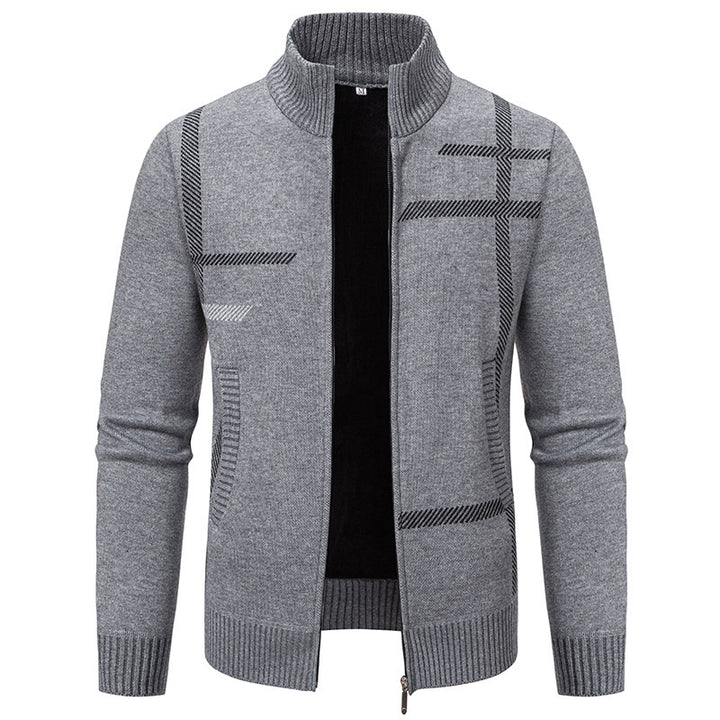 Men's cardigan with graphic patterns and high collar Lisslune