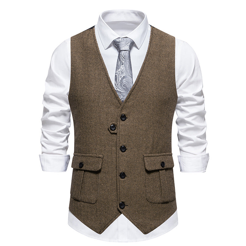Men's Elegant Suit Vest with Classic Pattern Lisslune