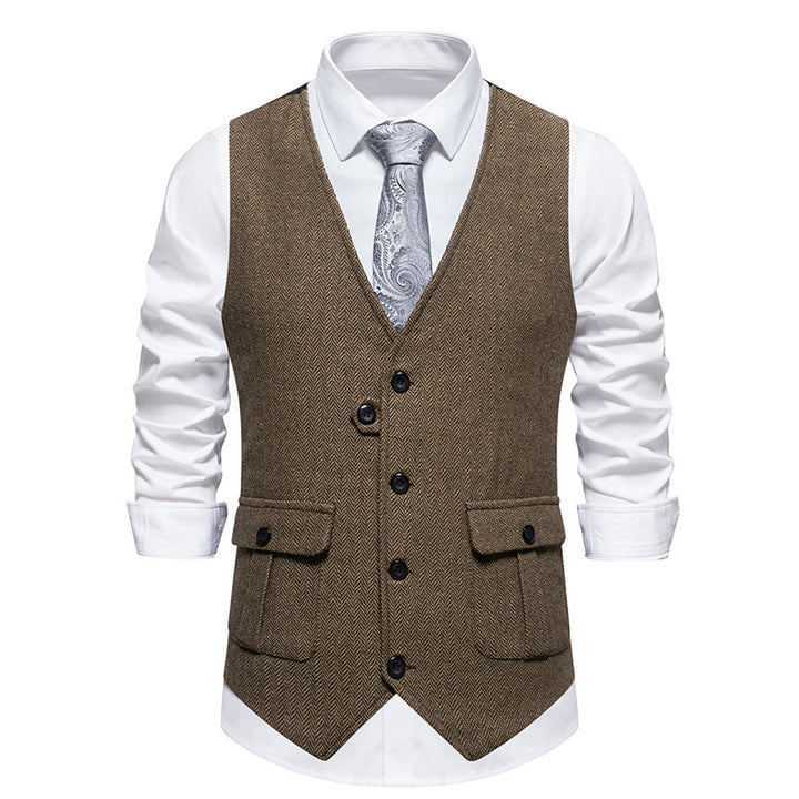Men's Elegant Suit Vest with Classic Pattern Lisslune