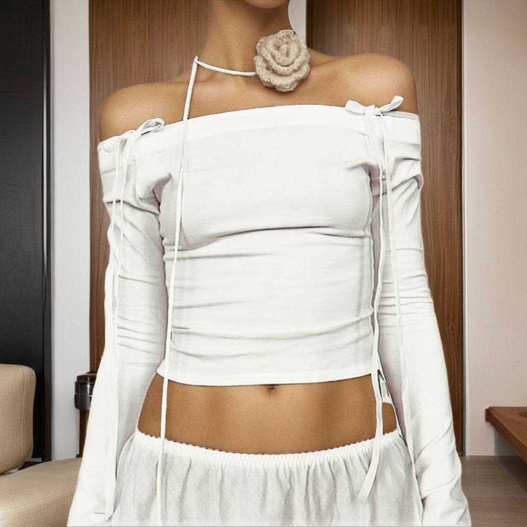 Ladies elegant choker with floral details and satin ribbon Lisslune