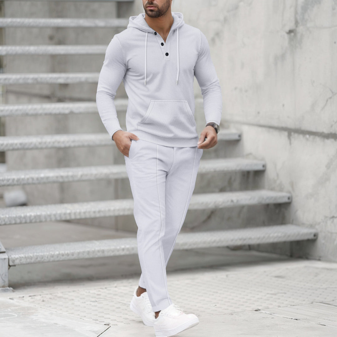 Men's stylish leisure hooded set with practical pockets Lisslune