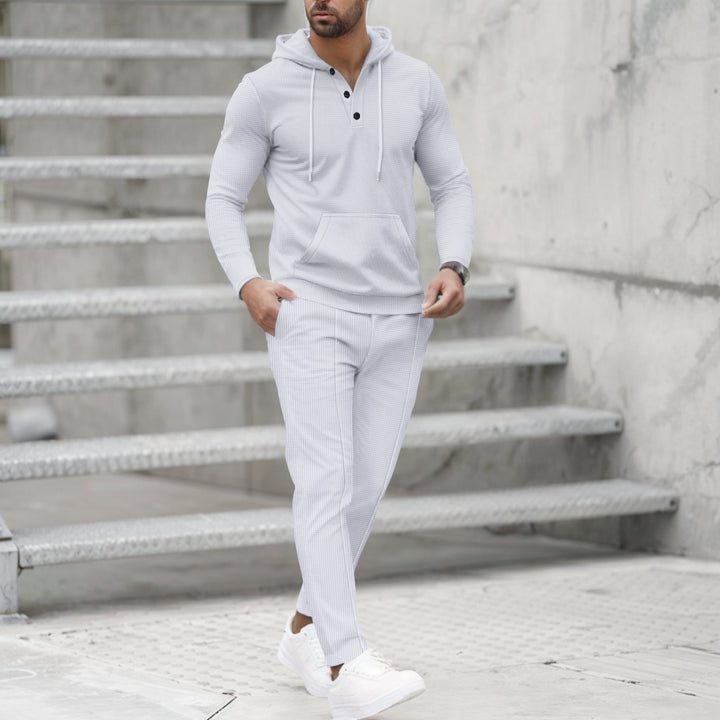 Men's stylish leisure hooded set with practical pockets Lisslune
