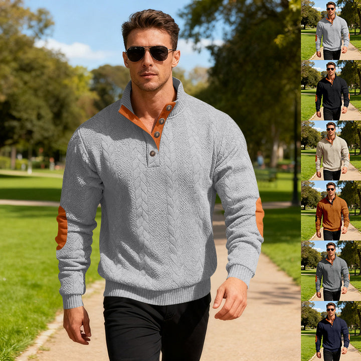 Men's knit sweater with modern collar and elegant contrast details Lisslune
