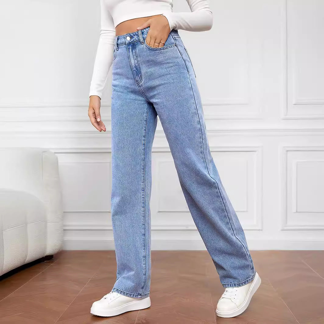 Ladies high-cut denim jeans with wide leg Lisslune